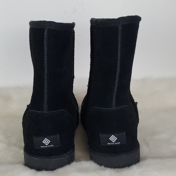 Dream Pairs boots black winter snow suede sheepskin women size 12 New - Picture 3 of 9